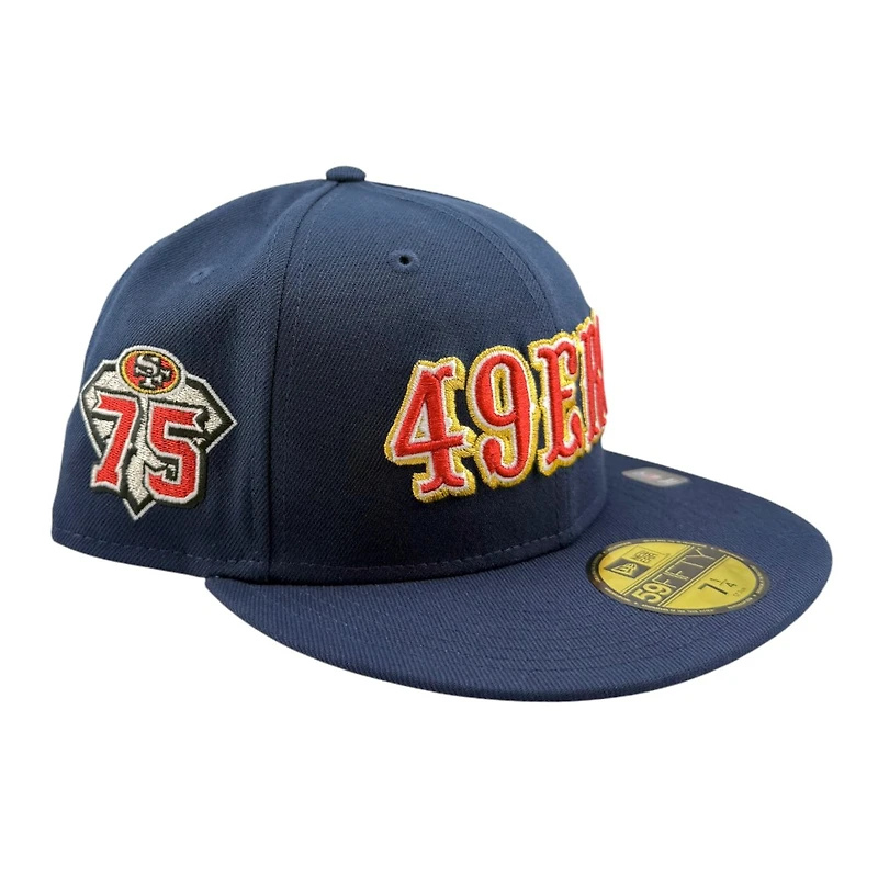 San Francisco 49ers Ocean Blue NFL Collection 75th Anniversary Patch Grey UV New Era 59FIFTY Fitted Hat
