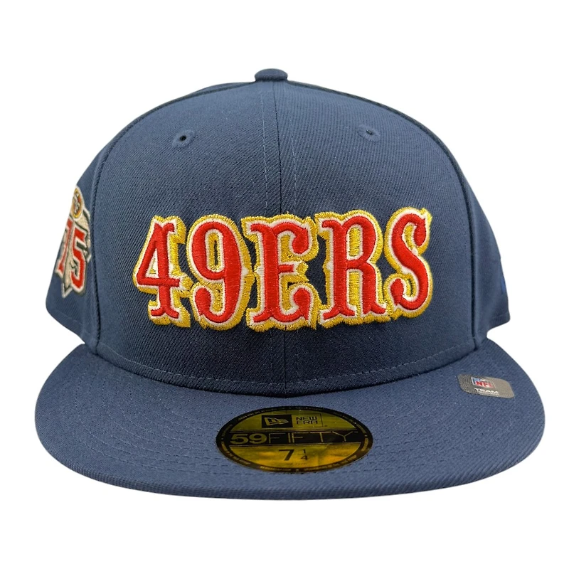 San Francisco 49ers Ocean Blue NFL Collection 75th Anniversary Patch Grey UV New Era 59FIFTY Fitted Hat