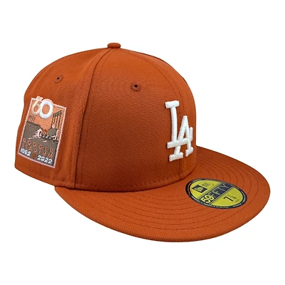 Los Angeles Dodgers Orange "Thanksgiving 2025" 60th Anniversary Patch Grey UV New Era 59FIFTY Fitted Hat