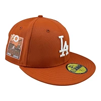 Los Angeles Dodgers Orange "Thanksgiving 2025" 60th Anniversary Patch Grey UV New Era 59FIFTY Fitted Hat