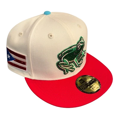 Lehigh Valley Coquis Vice Blue and Scarlet Puerto Rico Flag Patch Geen UV MiLB New Era 59FIFTY Fitted Hat