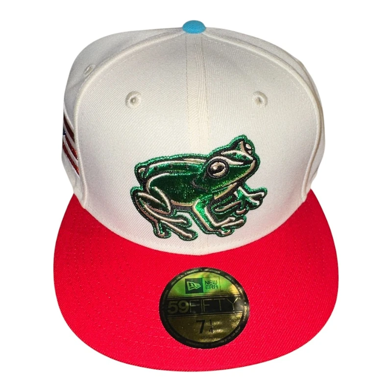 Lehigh Valley Coquis Vice Blue and Scarlet Puerto Rico Flag Patch Geen UV MiLB New Era 59FIFTY Fitted Hat
