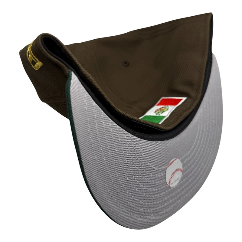 Texas Rangers Brown and Green Hecho En Mexico Eagle Patch Grey UV New Era 59FIFTY Fitted Hat