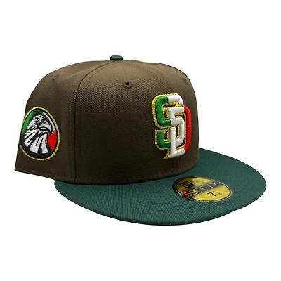San Diego Padres Brown and Green Hecho En Mexico Eagle Patch Grey UV New Era 59FIFTY Fitted Hat
