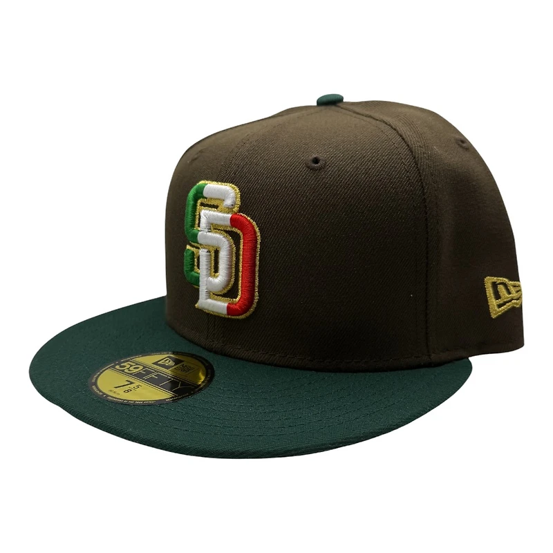 San Diego Padres Brown and Green Hecho En Mexico Eagle Patch Grey UV New Era 59FIFTY Fitted Hat