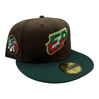 El Paso Chihuahuas Brown and Green Hecho En Mexico Eagle Patch Grey UV New Era 59FIFTY Fitted Hat