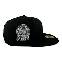 Anaheim Angels Black and Silver Metallic "Halos Collection" 50th Anniversary Patch Gray UV New Era 59FIFTY Fitted Hat