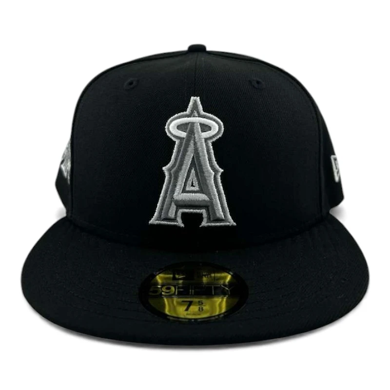 Anaheim Angels Black and Silver Metallic "Halos Collection" 50th Anniversary Patch Gray UV New Era 59FIFTY Fitted Hat