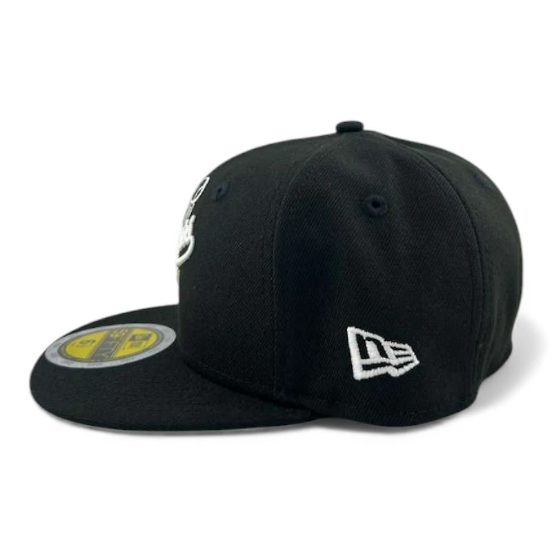 Kids Los Angeles Dodgers White on Black Shooting Ball Green UV Custom New Era 59FIFTY Fitted Hat