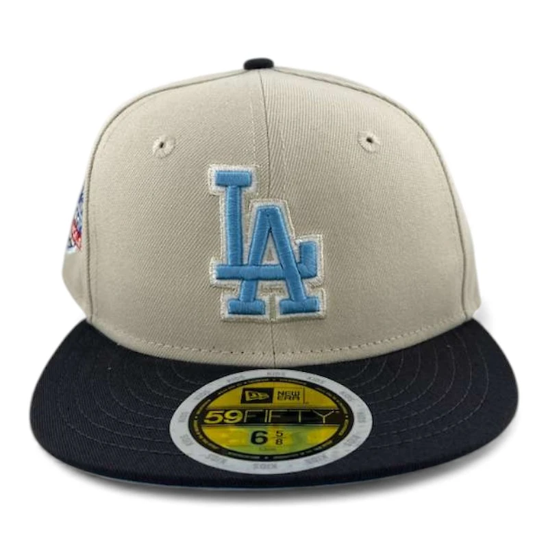 Kids Los Angeles Dodgers Stone and Graphite 60th Anniversary Patch Sky Blue UV Custom New Era 59FIFTY Fitted Hat