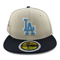 Kids Los Angeles Dodgers Stone and Graphite 60th Anniversary Patch Sky Blue UV Custom New Era 59FIFTY Fitted Hat