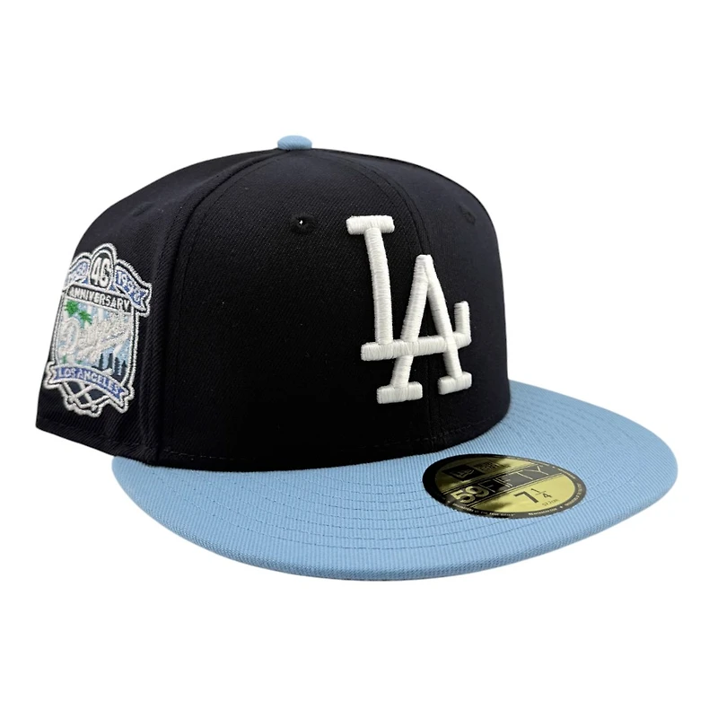 Los Angeles Dodgers Navy and Light Blue 2T 40th Anniversary Patch Grey UV New Era 59FIFTY Fitted Hat
