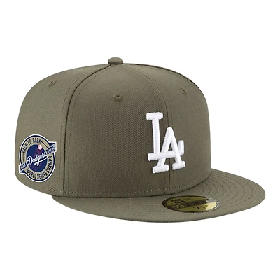 Los Angeles Dodgers Olive Green Back-to-Back World Series Champs Circle Patch New Era 59FIFTY Fitted Hat