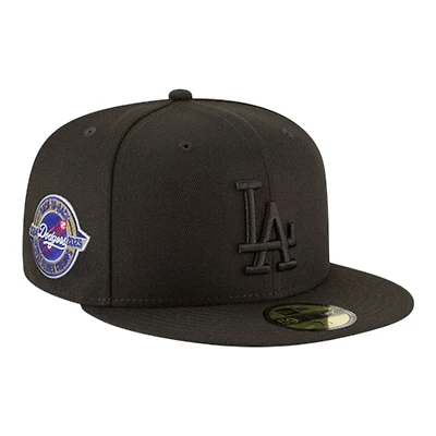 Los Angeles Dodgers All Black Back-to-Back World Series Champs Circle Patch New Era 59FIFTY Fitted Hat