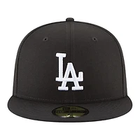 Los Angeles Dodgers Black and White Back-to-Back World Series Champs Circle Patch New Era 59FIFTY Fitted Hat