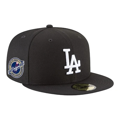 Los Angeles Dodgers Black and White Back-to-Back World Series Champs Circle Patch New Era 59FIFTY Fitted Hat
