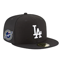 Los Angeles Dodgers Black and White Back-to-Back World Series Champs Circle Patch New Era 59FIFTY Fitted Hat