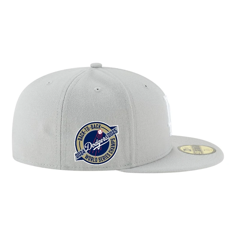 Los Angeles Dodgers Gray Back-to-Back World Series Champs Circle Patch Grey UV New Era 59FIFTY Fitted Hat
