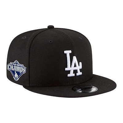Los Angeles Dodgers Black and White Back-to-Back Champs Baseball Diamond Patch New Era 9FIFTY Snapback Hat