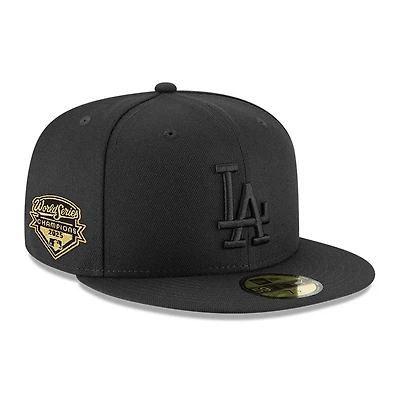Los Angeles Dodgers Black on with Gold 2025 World Series Champions Patch Grey UV New Era 59FIFTY Fitted Hat