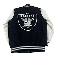 Las Vegas Raiders Black Varsity Jacket GIII Genuine NFL Full-Snap