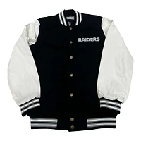 Las Vegas Raiders Black Varsity Jacket GIII Genuine NFL Full-Snap