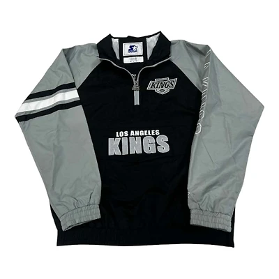 Los Angeles Kings Black and Gray Quarter Zip Windbreaker Starter Jacket