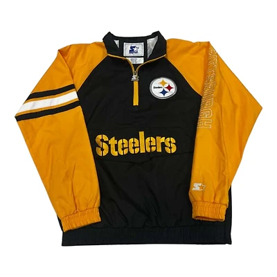 Pittsburgh Steelers Black and Yellow Quarter Zip Windbreaker Starter Jacket