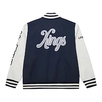 Los Angeles Kings Navy Washed Fleece Mitchell & Ness Full-Snap Varsity Jacket