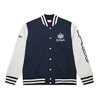 Los Angeles Kings Navy Washed Fleece Mitchell & Ness Full-Snap Varsity Jacket
