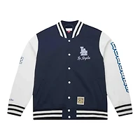 Los Angeles Dodgers Navy Washed Fleece Mitchell & Ness Full-Snap Varsity Jacket
