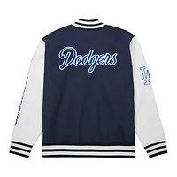 Los Angeles Dodgers Navy Washed Fleece Mitchell & Ness Full-Snap Varsity Jacket