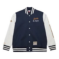 Los Angeles Lakers Navy Washed Fleece Mitchell & Ness Full-Snap Varsity Jacket