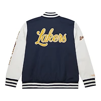 Los Angeles Lakers Navy Washed Fleece Mitchell & Ness Full-Snap Varsity Jacket