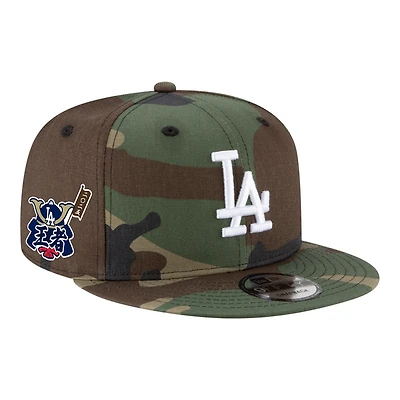 Los Angeles Dodgers Woodland Camo World Series Champs Samurai Patch New Era 9FIFTY Snapback Hat