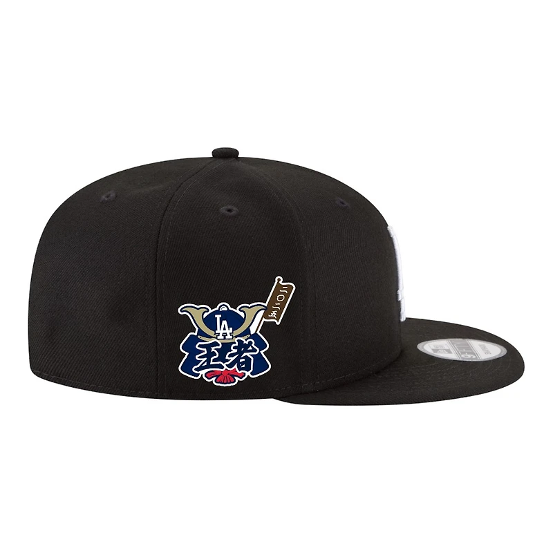 Los Angeles Dodgers Black & White World Series Champs Samurai Patch New Era 9FIFTY Snapback Hat