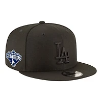 Los Angeles Dodgers Black on Black Back-to-Back Champs Baseball Diamond Patch New Era 9FIFTY Snapback Hat