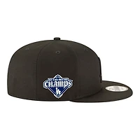Los Angeles Dodgers Black on Black Back-to-Back Champs Baseball Diamond Patch New Era 9FIFTY Snapback Hat