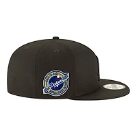 Los Angeles Dodgers Black on Black Back-to-Back Champs Circle Patch New Era 9FIFTY Snapback Hat