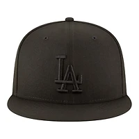 Los Angeles Dodgers Black on Black Back-to-Back Champs Circle Patch New Era 9FIFTY Snapback Hat