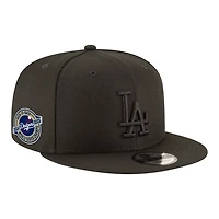 Los Angeles Dodgers Black on Black Back-to-Back Champs Circle Patch New Era 9FIFTY Snapback Hat