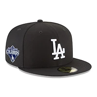 Los Angeles Dodgers Black & White Back-to-Back World Series Champs Diamond Patch Grey UV New Era 59FIFTY Fitted Hat