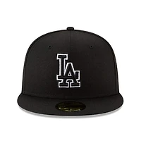 Los Angeles Dodgers Black & White Outline Back-to-Back World Series Champs Diamond Patch Grey UV New Era 59FIFTY Fitted Hat