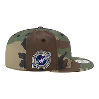 Los Angeles Dodgers Woodland Camo Back-to-Back Champs Circle Patch Grey UV New Era 9FIFTY Snapback Hat