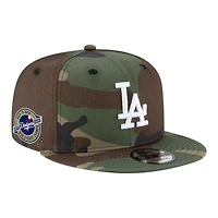 Los Angeles Dodgers Woodland Camo Back-to-Back Champs Circle Patch Grey UV New Era 9FIFTY Snapback Hat