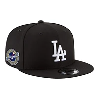 Los Angeles Dodgers Black and White Back-to-Back Champs Circle Patch Grey UV New Era 9FIFTY Snapback Hat