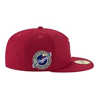 Los Angeles Dodgers Cardinal Red Back-to-Back World Series Champs Circle Patch Grey UV New Era 59FIFTY Fitted Hat