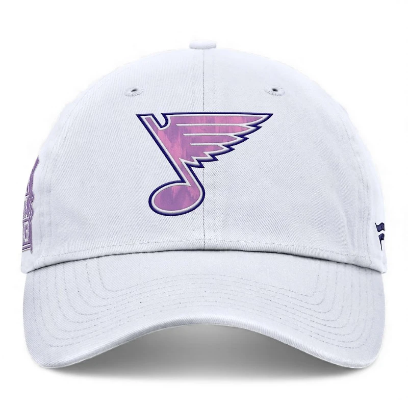 St. Louis Blues WHite Authentic Pro Hockey Fights Cancer Fanatics Adjustable Hat