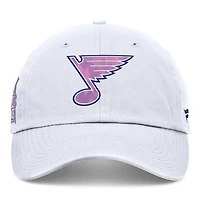 St. Louis Blues WHite Authentic Pro Hockey Fights Cancer Fanatics Adjustable Hat