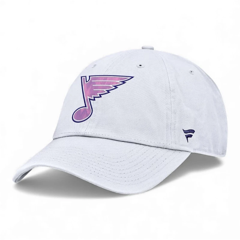 St. Louis Blues WHite Authentic Pro Hockey Fights Cancer Fanatics Adjustable Hat